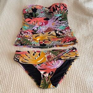 Bleu Rod Beattie Two Piece Colorful Strapless Swimsuit Set size 8